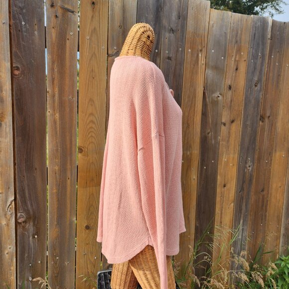 Sadie and Love pink Knit Sweater SZ. XL Lace up V Neck Made with Love in Cali. - Picture 6 of 8